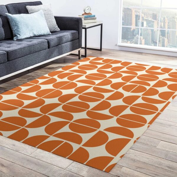1970s Style Area Rug, Checkerboard Rug, Orange Floral Retro Rug, Area Rug Bedroom Aesthetic, Retro Rugs, Art Deco Rug, Mid Century, Flower Groovy Rug