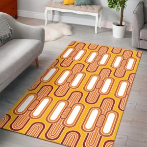 1970s Style Area Rug, Mid-century 70s Rug for Living Room - 1970's Retro Vintage Seventies Style Pattern Rug