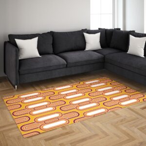 1970s Style Area Rug, Mid-century 70s Rug for Living Room - 1970's Retro Vintage Seventies Style Pattern Rug