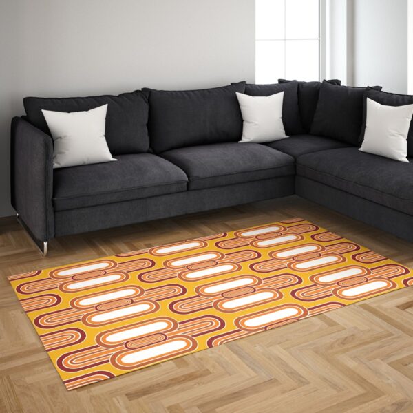 1970s Style Area Rug, Mid-century 70s Rug for Living Room - 1970's Retro Vintage Seventies Style Pattern Rug