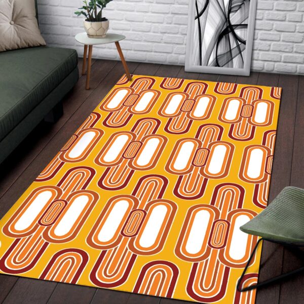 1970s Style Area Rug, Mid-century 70s Rug for Living Room - 1970's Retro Vintage Seventies Style Pattern Rug