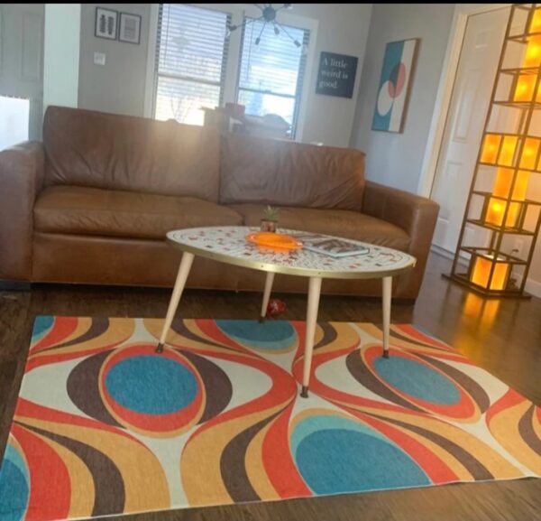 1970s Style Area Rug, Mid-century 70s Rug for Living Room - 70's Funky Retro Mid Century Modern Boho Mod Area Rugs