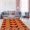 1970s Style Area Rug, Mid-century 70s Rug for Living Room - 70s Retro Seamless Material Floor Rugs Table Chair Mats Home Living Room Coffee Table Non-Slip Carpet Home Decoration Gifts