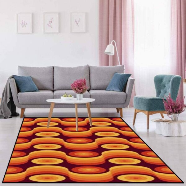 1970s Style Area Rug, Mid-century 70s Rug for Living Room - 70s Retro Seamless Material Floor Rugs Table Chair Mats Home Living Room Coffee Table Non-Slip Carpet Home Decoration Gifts