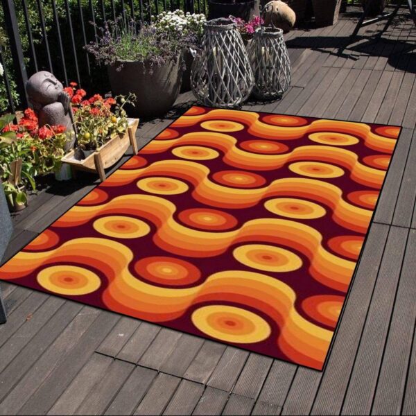 1970s Style Area Rug, Mid-century 70s Rug for Living Room - 70s Retro Seamless Material Floor Rugs Table Chair Mats Home Living Room Coffee Table Non-Slip Carpet Home Decoration Gifts