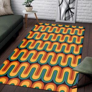 1970s Style Area Rug, Mid-century 70s Rug for Living Room - 70s Retro Vintage Style Area Rug