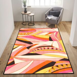 1970s Style Area Rug, Mid-century 70s Rug for Living Room - 70s Rug Retro Groovy Abstract Psychedelic Seamless Pattern Textile And Surface Wavy Printed Are Rug