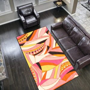 1970s Style Area Rug, Mid-century 70s Rug for Living Room - 70s Rug Retro Groovy Abstract Psychedelic Seamless Pattern Textile And Surface Wavy Printed Are Rug