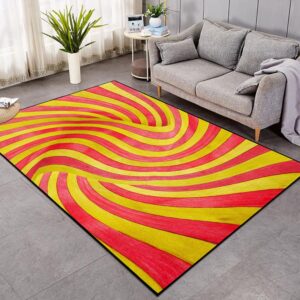 1970s Style Area Rug, Mid-century 70s Rug for Living Room - 70s Rug Vortex Illusion Quadrangle Graphic for Living Room