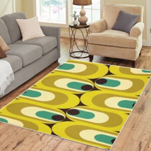 1970s Style Area Rug, Mid-century 70s Rug for Living Room - 70s Rugs Retro Vintage Funky Pattern Boho Carpet