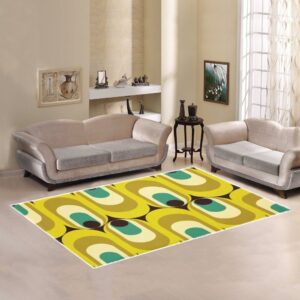 1970s Style Area Rug, Mid-century 70s Rug for Living Room - 70s Rugs Retro Vintage Funky Pattern Boho Carpet