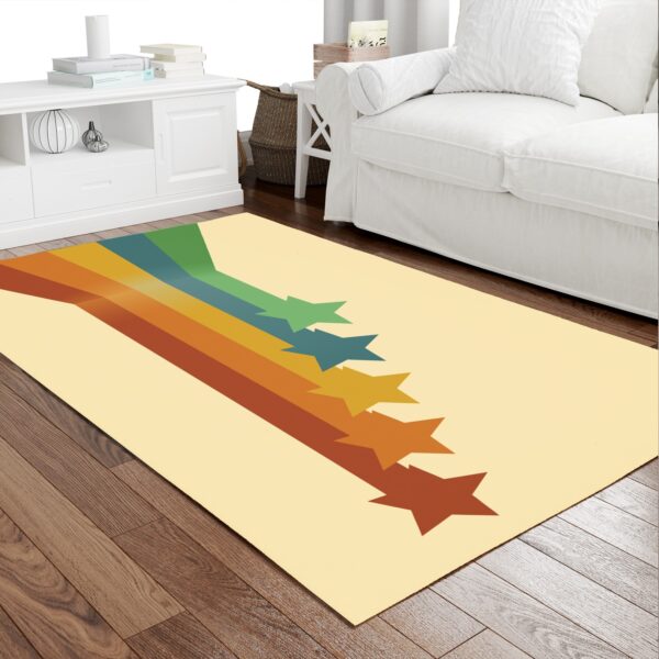 1970s Style Area Rug, Mid-century 70s Rug for Living Room - 70s Star Abstract Area Rug