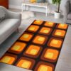 1970s Style Area Rug, Mid-century 70s Rug for Living Room - 70's Style Retro Mod Mounted Area Rug