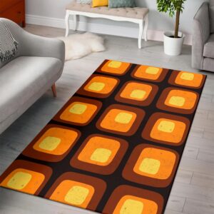 1970s Style Area Rug, Mid-century 70s Rug for Living Room - 70's Style Retro Mod Mounted Area Rug