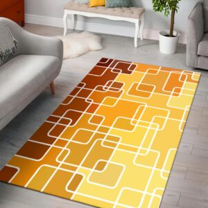 1970s Style Area Rug, Mid-century 70s Rug for Living Room - Abstract Geometric Mosaic 70s Style Area Rug
