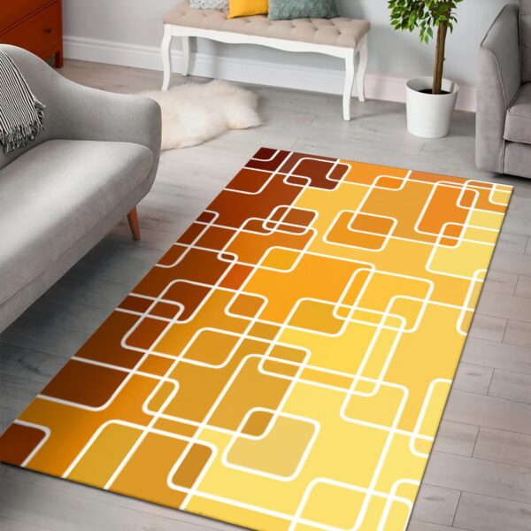 1970s Style Area Rug, Mid-century 70s Rug for Living Room - Abstract Geometric Mosaic 70s Style Area Rug