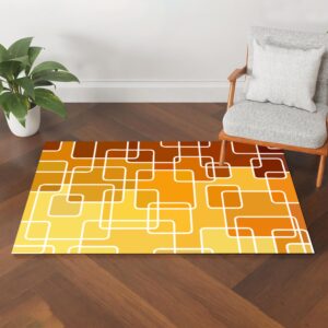 1970s Style Area Rug, Mid-century 70s Rug for Living Room - Abstract Geometric Mosaic 70s Style Area Rug