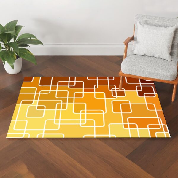 1970s Style Area Rug, Mid-century 70s Rug for Living Room - Abstract Geometric Mosaic 70s Style Area Rug