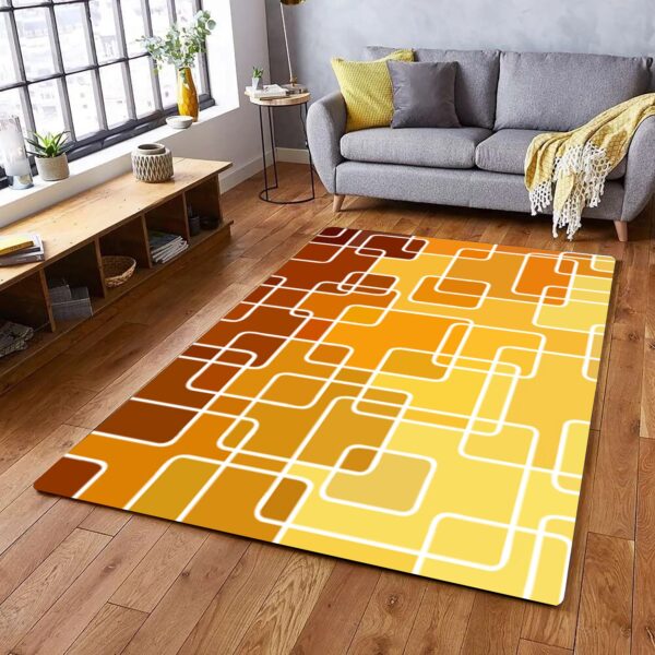1970s Style Area Rug, Mid-century 70s Rug for Living Room - Abstract Geometric Mosaic 70s Style Area Rug