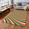 1970s Style Area Rug, Mid-century 70s Rug for Living Room - Abstract Swirl Pattern with Optical Illusion 70s Style Area Rug for Living Room, Bedroom