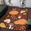 1970s Style Area Rug, Mid-century 70s Rug for Living Room - Area Rugs with Orange Pumpkin Butterfly Mushroom Accents