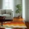 1970s Style Area Rug, Mid-century 70s Rug for Living Room - Colorful Funky Psychedelic Abstract Groovy Hippie Boho Rug with 70s Style