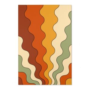 1970s Style Area Rug, Mid-century 70s Rug for Living Room - Colorful Funky Psychedelic Abstract Groovy Hippie Boho Rug with 70s Style