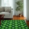 1970s Style Area Rug, Mid-century 70s Rug for Living Room - Emerald Green Mid Century Modern Boho Decor with 70s Style Rug