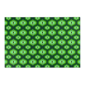 1970s Style Area Rug, Mid-century 70s Rug for Living Room - Emerald Green Mid Century Modern Boho Decor with 70s Style Rug