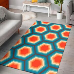 1970s Style Area Rug, Mid-century 70s Rug for Living Room - Fun Photographic 70's Style Area Rug
