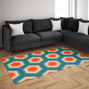 1970s Style Area Rug, Mid-century 70s Rug for Living Room - Fun Photographic 70's Style Area Rug