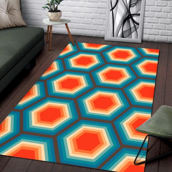 1970s Style Area Rug, Mid-century 70s Rug for Living Room - Fun Photographic 70's Style Area Rug