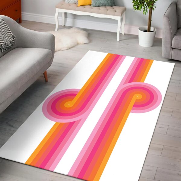 1970s Style Area Rug, Mid-century 70s Rug for Living Room - Funky 70's Vibe Pink Rug