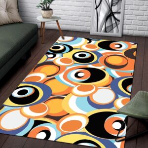 1970s Style Area Rug, Mid-century 70s Rug for Living Room - Hippie Bohemian Festival Hippie Flower 70s Style Area Rug