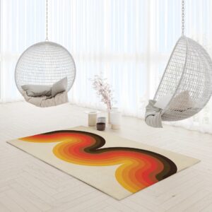1970s Style Area Rug, Mid-century 70s Rug for Living Room - Mid Century Modern Art Rug, Scandinavian Style Living Room Rug, Retro 70s Area Rug, Neutral Abstract Geometric Rug