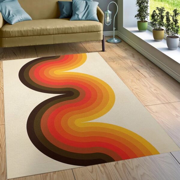 1970s Style Area Rug, Mid-century 70s Rug for Living Room - Mid Century Modern Art Rug, Scandinavian Style Living Room Rug, Retro 70s Area Rug, Neutral Abstract Geometric Rug