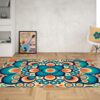 1970s Style Area Rug, Mid-century 70s Rug for Living Room - Modern Geometric Psychedelic Groovy 70s Area Rug for Bedroom, Living Room