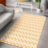1970s Style Area Rug, Mid-century 70s Rug for Living Room - Orange Floral Dandelions Flower Pattern in Retro 1970s Style Area Rug