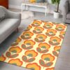 1970s Style Area Rug, Mid-century 70s Rug for Living Room - Orange Floral Retro 70s Style Rug