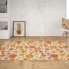 1970s Style Area Rug, Mid-century 70s Rug for Living Room - Orange Floral Retro Rug Groovy 70s Area Rug for Bedroom Living Room Aesthetic