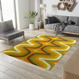 1970s Style Area Rug, Mid-century 70s Rug for Living Room - Personalized Rugs, Aesthetic Rug, 70s Rug, Rug for Bedroom, Abstact Rug, Carpet Rug
