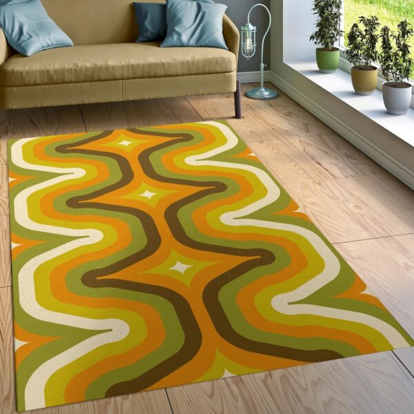 1970s Style Area Rug, Mid-century 70s Rug for Living Room - Personalized Rugs, Aesthetic Rug, 70s Rug, Rug for Bedroom, Abstact Rug, Carpet Rug