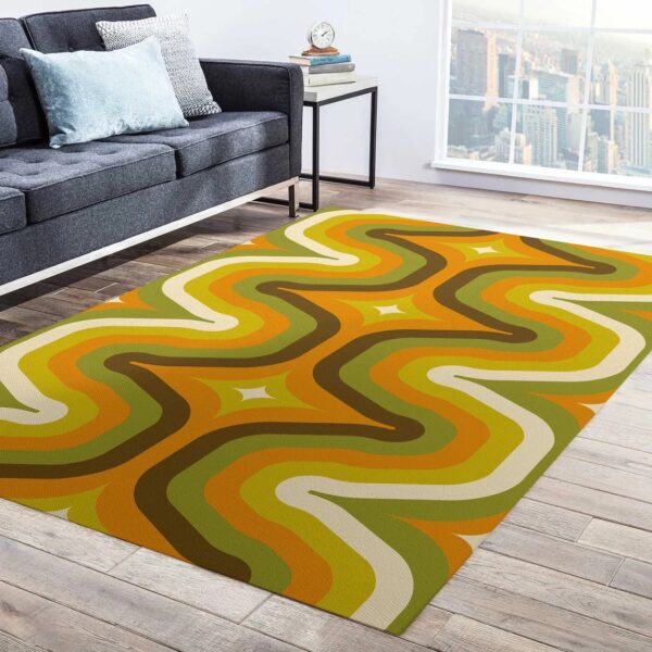 1970s Style Area Rug, Mid-century 70s Rug for Living Room - Personalized Rugs, Aesthetic Rug, 70s Rug, Rug for Bedroom, Abstact Rug, Carpet Rug