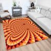 1970s Style Area Rug, Mid-century 70s Rug for Living Room - Psychedelic Groovy Colorful Optical Illusion Vaporwave 70s Style Area Rug