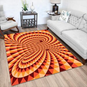1970s Style Area Rug, Mid-century 70s Rug for Living Room - Psychedelic Groovy Colorful Optical Illusion Vaporwave 70s Style Area Rug