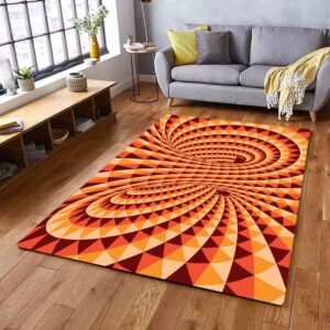 1970s Style Area Rug, Mid-century 70s Rug for Living Room - Psychedelic Groovy Colorful Optical Illusion Vaporwave 70s Style Area Rug