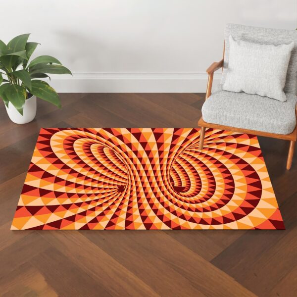 1970s Style Area Rug, Mid-century 70s Rug for Living Room - Psychedelic Groovy Colorful Optical Illusion Vaporwave 70s Style Area Rug