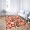 1970s Style Area Rug, Mid-century 70s Rug for Living Room - Retro 1970's Style Seventies Vintage Pattern Area Rug