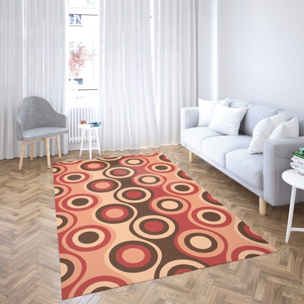 1970s Style Area Rug, Mid-century 70s Rug for Living Room - Retro 1970's Style Seventies Vintage Pattern Area Rug