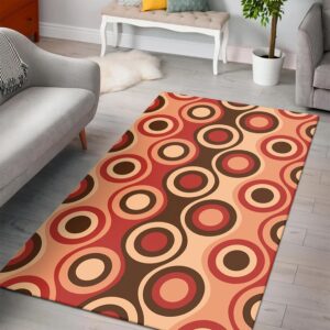 1970s Style Area Rug, Mid-century 70s Rug for Living Room - Retro 1970's Style Seventies Vintage Pattern Area Rug